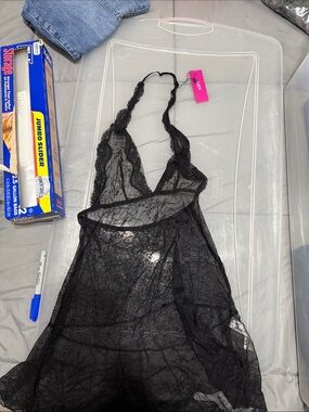 XOXO Black Lace Halter Chemise